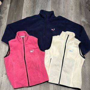 Bundle of 3 Port Authority Lacrosse Fleeces, One 1/4 zip & 2 Vests, size XS